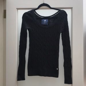 American Eagle Black Cable Knit Sweater